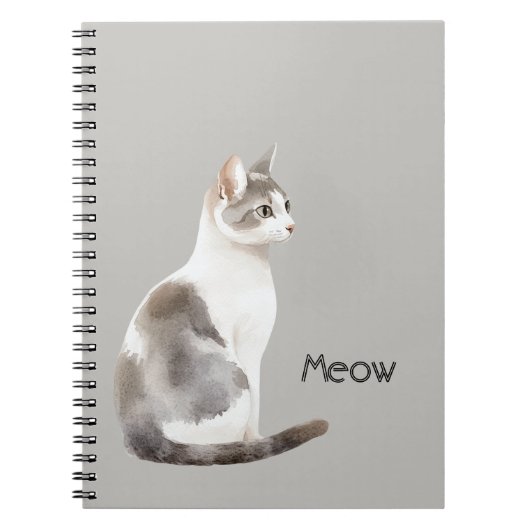 Carnet Chat Blanc Gris (Devant)