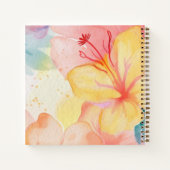 Carnet Chat blanc mignon, Animaux amusants, Fleur aquarel (Dos)