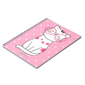 Carnet Chat blanc mignon avec lunettes de vue et Motif à  (Côté gauche)