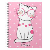 Carnet Chat blanc mignon avec lunettes de vue et Motif à  (Devant)