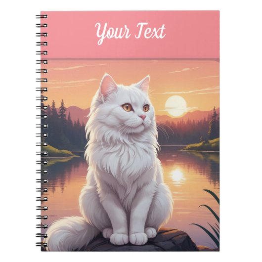 Carnet Chat blanc par lac (Devant)
