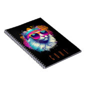 Carnet Chat blanc rétro avec lunettes de soleil orange (Côté Droit)