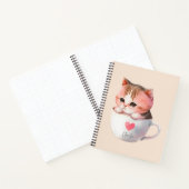 Carnet Chat blanc-rose mignonne dans une tasse de thé (2) (Intérieur)