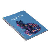 Carnet Chat bleu noir Fleurs Joli Chat (Côté Droit)