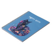 Carnet Chat bleu noir Fleurs Joli Chat (Côté gauche)