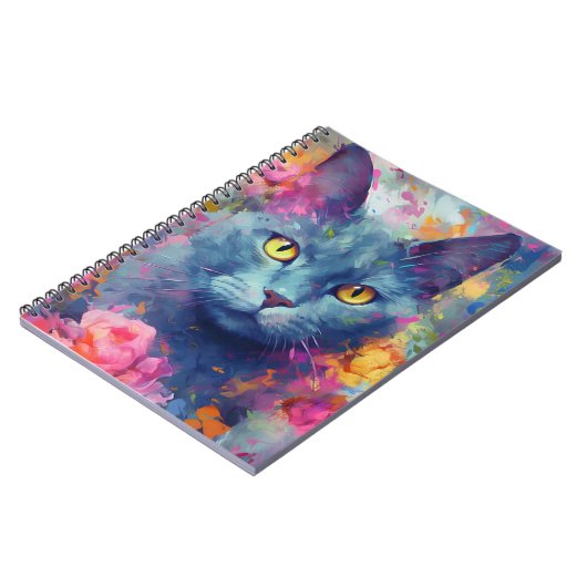 Carnet Chat bleu russe coloré (Côté gauche)
