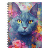 Carnet Chat bleu russe coloré (Devant)