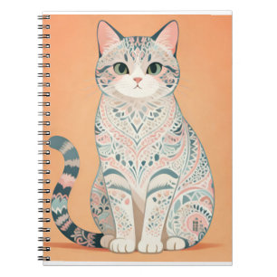 Carnet Chat Boho Mandala Kitty Paisley Ornemental Paste