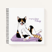 Carnet Chat calico fantaisiste violet classe et impertine (Devant)