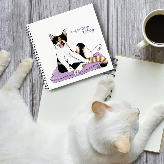 Carnet Chat calico fantaisiste violet classe et impertine