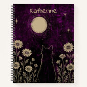 Carnet Chat céleste personnalisé Lune Violet (Devant)