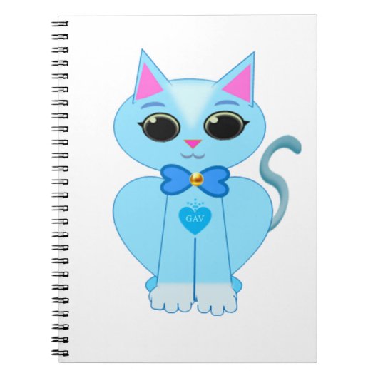 Carnet Chat chaton bleu clair élégant (Devant)