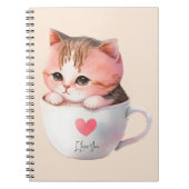 Carnet Chat Chibi Rose Pâté Kawaii (Devant)