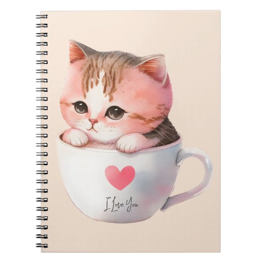 Carnet Chat Chibi Rose Pâté Kawaii (Devant)