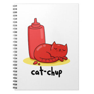 Carnet Chat-chup Funny Red Ketchup Pun de chat