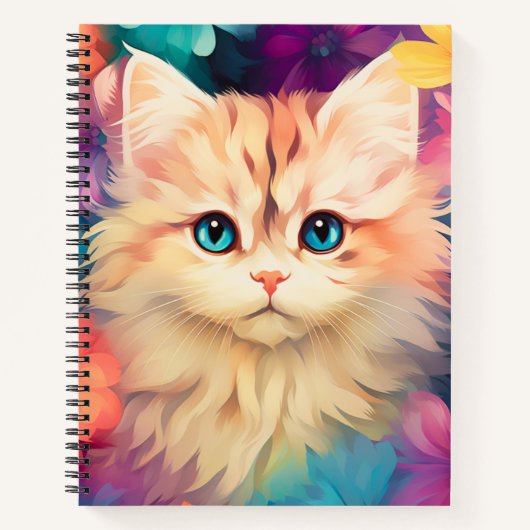 Carnet Chat coloré mignon (Devant)