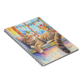 Carnet Chat confortable faisant la sieste près de la fenê (Côté Droit)