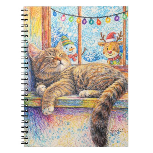 Carnet Chat confortable faisant la sieste près de la fenê (Devant)