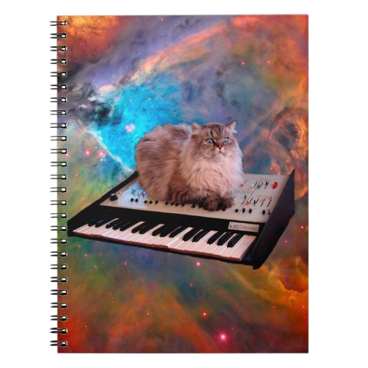 Carnet Chat couché sur un clavier dans l'espace (Devant)