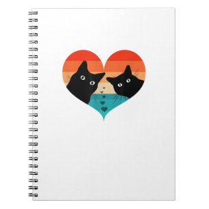 Carnet Chat Couple Retro Vintage Chemise Funny Black Cat