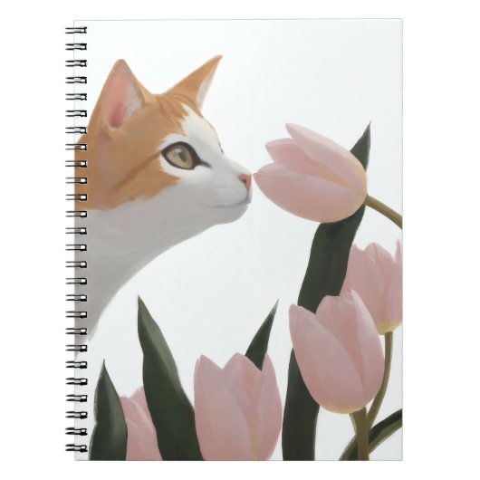 Carnet Chat Curieux Floral de Printemps (Devant)