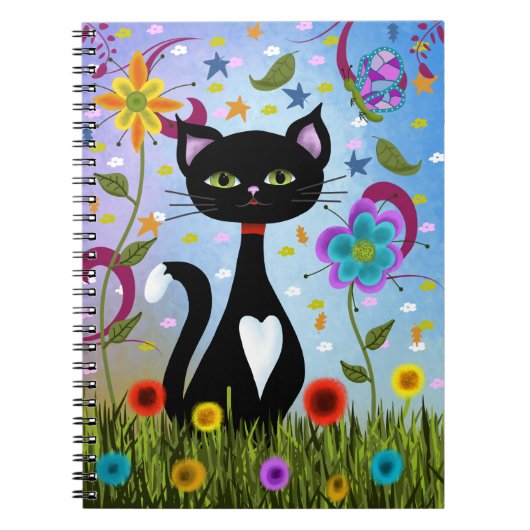 Carnet Chat Dans Un Jardin Art Abstrait (Devant)