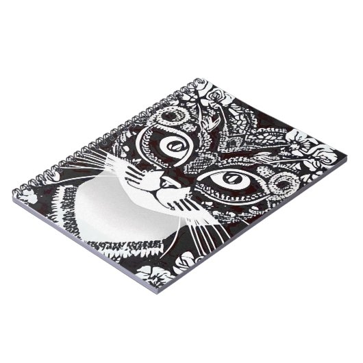 Carnet Chat dans un Masque Mardi Gras noir et blanc (Côté gauche)