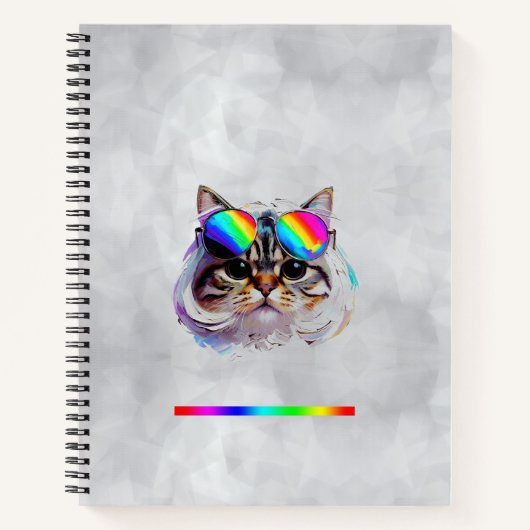 Carnet Chat dans une perruque + Lunettes de soleil (Peint (Devant)