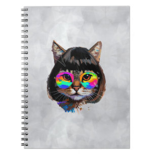 Carnet Chat dans une perruque + Lunettes de soleil (Peint