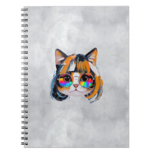 Carnet Chat dans une perruque + Lunettes de soleil (Peint