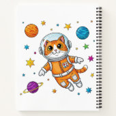 Carnet Chat de dessin animé astronaute flottant dans l'es (Dos)
