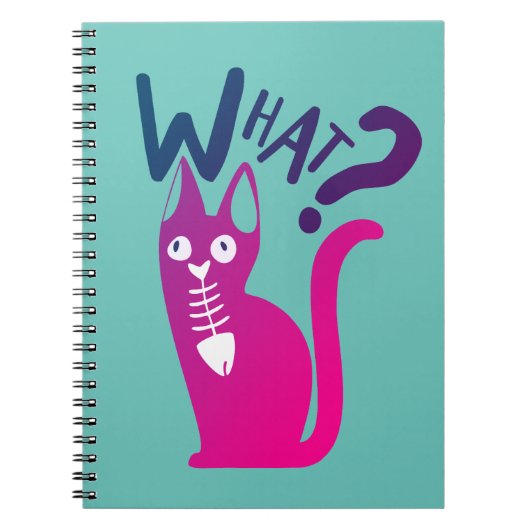 Carnet Chat de dessin animé drôle couleur rose chaud (Devant)