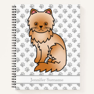 Carnet Chat de dessin animé persan rouge mignon & Texte p