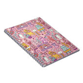 Carnet Chat De Dessin S'Amuse Sur Rose (Côté Droit)