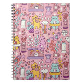 Carnet Chat De Dessin S'Amuse Sur Rose (Devant)