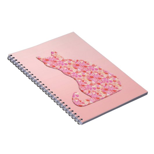 Carnet Chat de fleurs - corail orange et rose (Côté Droit)