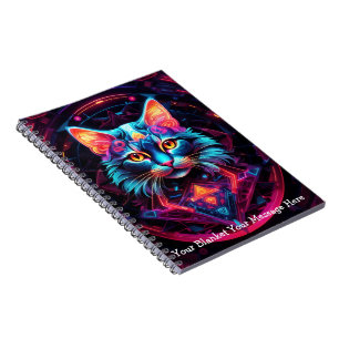 Carnet Chat de gardien cosmique - Neon Galaxy Mandala