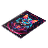 Carnet Chat de gardien cosmique - Neon Galaxy Mandala (Côté gauche)