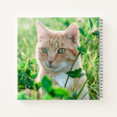 Carnet Chat de gingembre avec yeux verts en herbe (Dos)