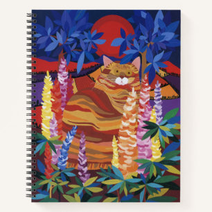 Carnet Chat de gingembre dans le jardin