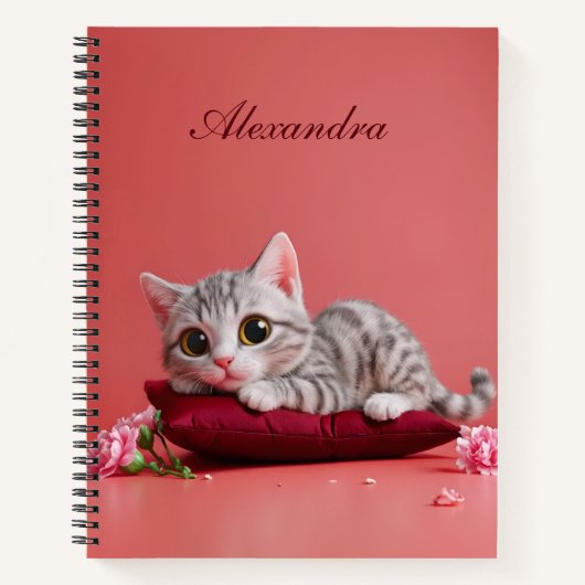 Carnet Chat de janvier mignon avec oeillets (Devant)