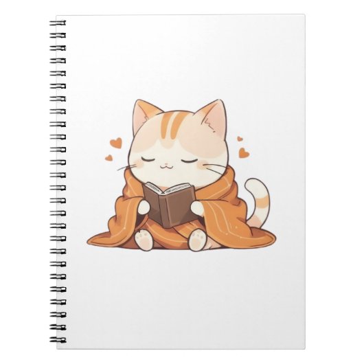 Carnet Chat de lecture cosy Design Kawaii Bookworm Chaton (Devant)