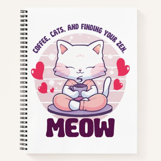 Carnet Chat de méditation - Chat kawaii (Devant)