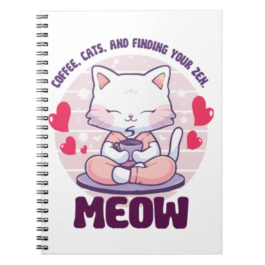 Carnet Chat de méditation - Chat kawaii (Devant)