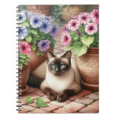 Carnet Chat de Siamese et fleurs de Petunia (Devant)