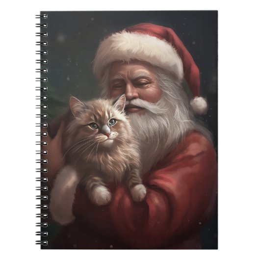 Carnet Chat de Sibérie avec Noël Festif du Père Noël (Devant)