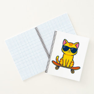 Carnet Chat de skateboard cool portant des lunettes de so