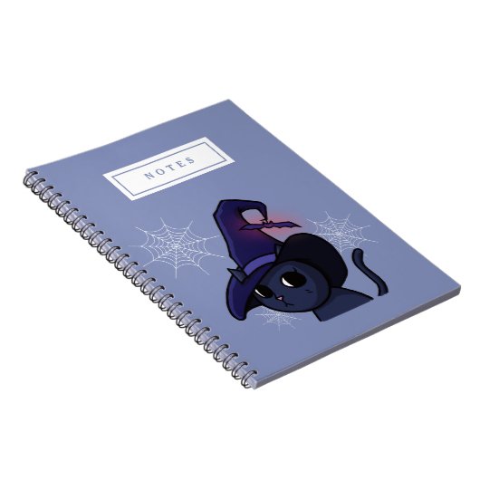 Carnet Chat de sorcière de Halloween dessinant des notes (Côté Droit)