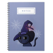 Carnet Chat de sorcière de Halloween dessinant des notes (Devant)