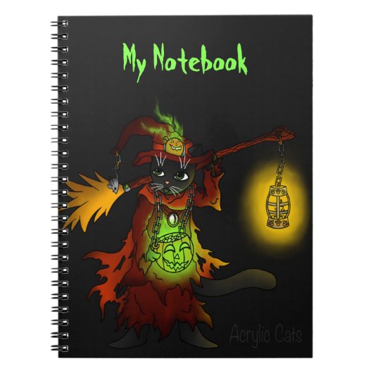 Carnet Chat de sorcière noire d'Halloween (Devant)